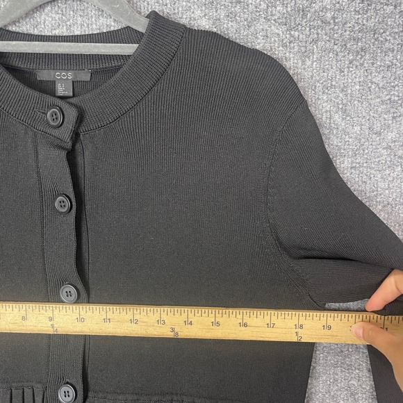 COS Womens Black Pleated Hem Button Front Cardigan Sweater Dress Size Small - Picture 4 of 9
